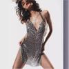 Платье с глубоким вырезом и металлическими пайетками LBZ1352