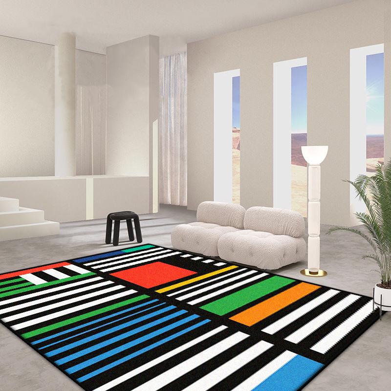 Французский стиль Простой черно-белый полосатый ковер Гостиная Украшение дома Спальня Прикроватный коврик Роскошный Кабинет Гардеробная Нескользящий коврик