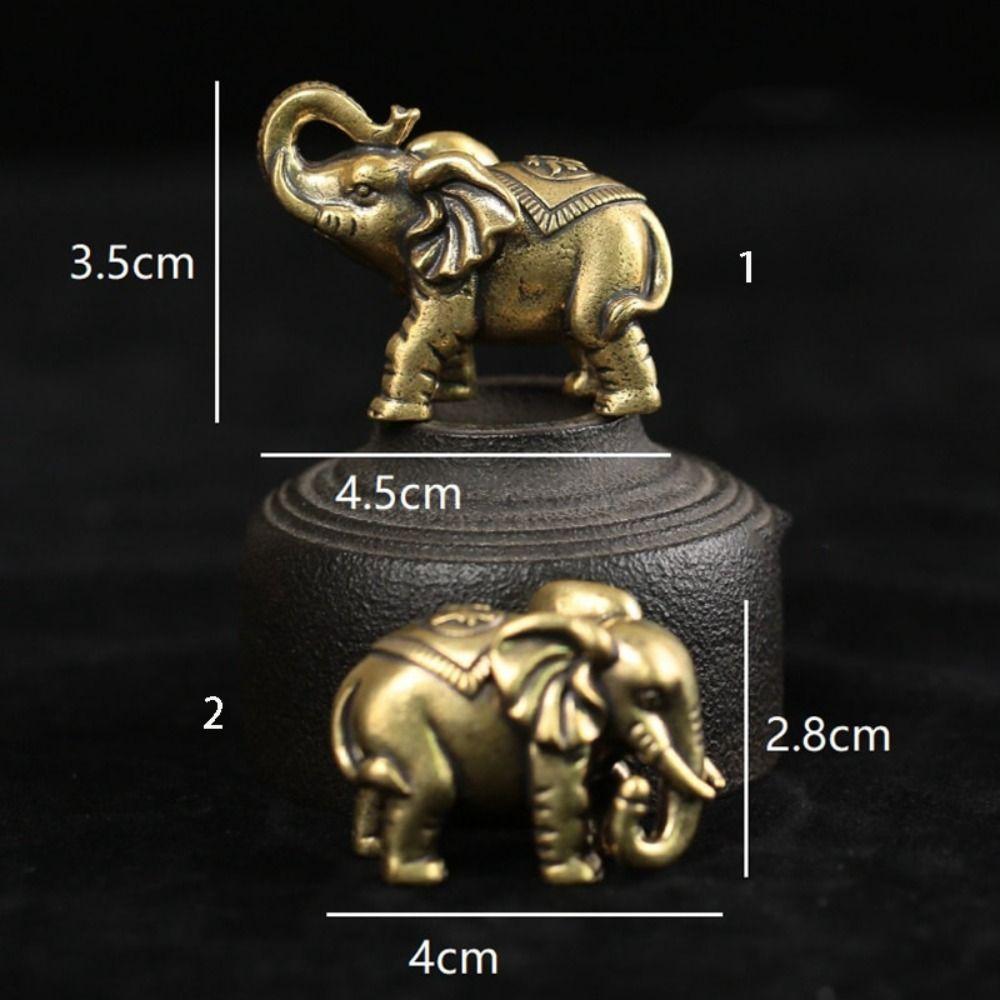 Ретро Статуэтка Счастливого Слона Мини Медная Скульптура Животного Благословенный Слон Миниатюры Чайный Питомец