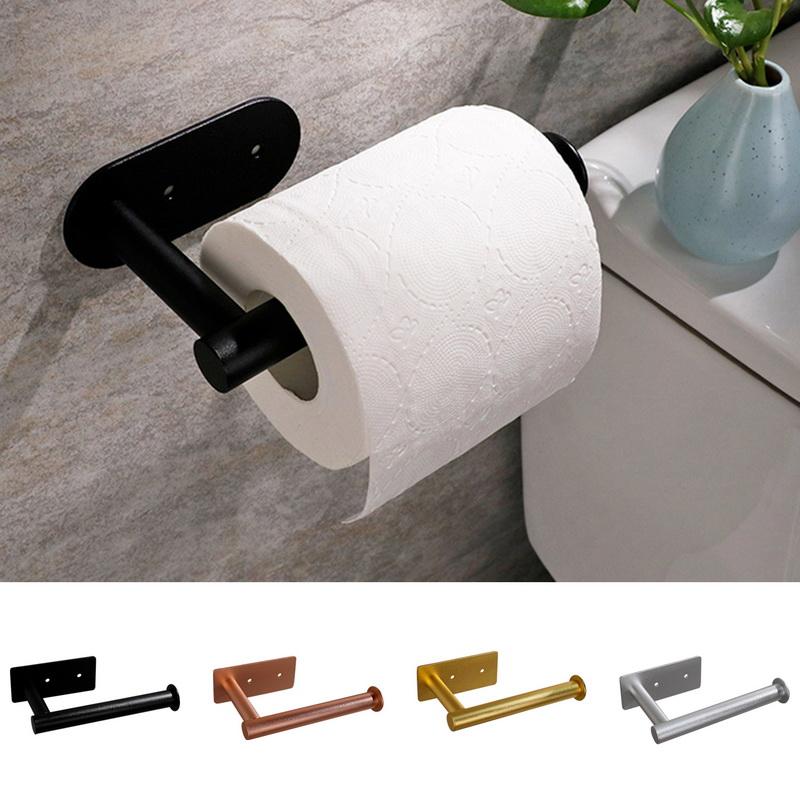 Aluminum Adhesive Toilet Roll Paper Holder Organizer Wall Mount Storage Stand Kitchen Bathroom No Drill Tissue Towel Dispenser
