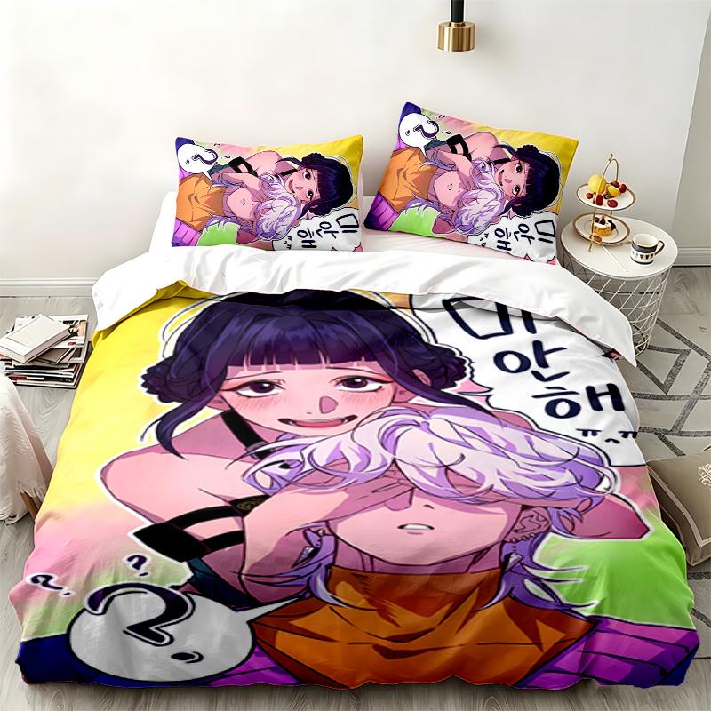 Kpop demon hunters 3pc set Perfect for bedroom use Comfortable bedding set includes a duvet cover and two pillowcases Ideal birthday or Christmas gift