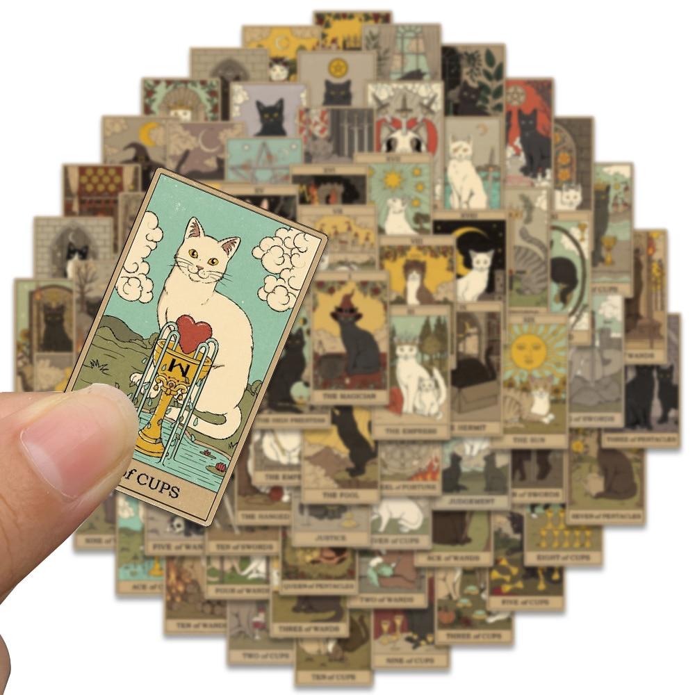 10/72 шт. Новый стиль, наклейки с изображением кота Таро, граффити, тайное гадание, мультяшная кошка, карты Таро для DIY, багажа, ноутбука, скейтборда, мотоцикла, велосипеда, наклейки