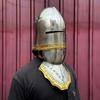 Medieval German Gothic Sallet Helmet 18 Gauge Steel Brass Trim Knight Armor Helmet