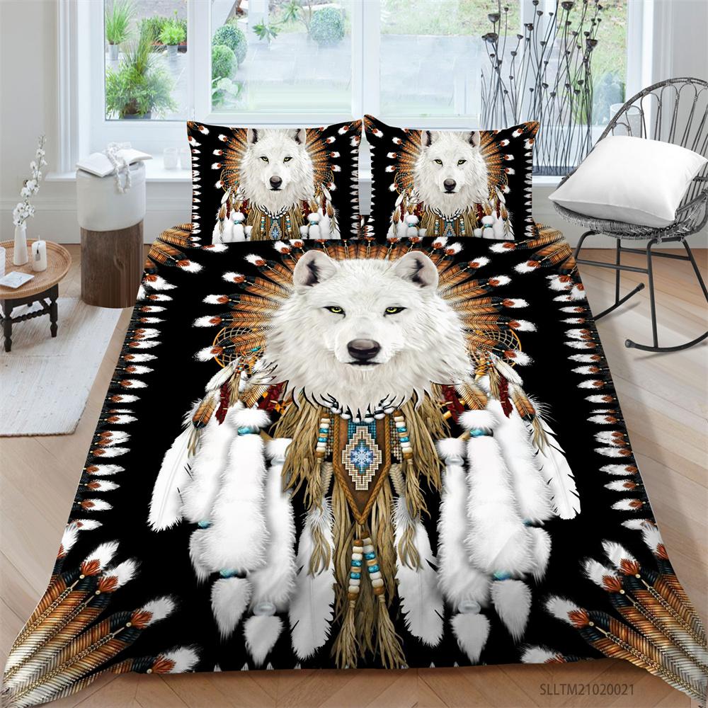 Комплект пододеяльников, домашний текстиль с волком и наволочкой, пододеяльник с животными, комплект постельного белья королевского размера, постельное белье для подростков