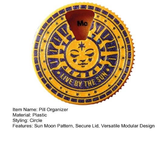 1/2Pcs Sun Moon AM/PM 7 Day Pill Organizer 2-in-1 Ratcheted Weekly Rotation Pill Case with 7 Slots 3D Printing Pill Planner Box