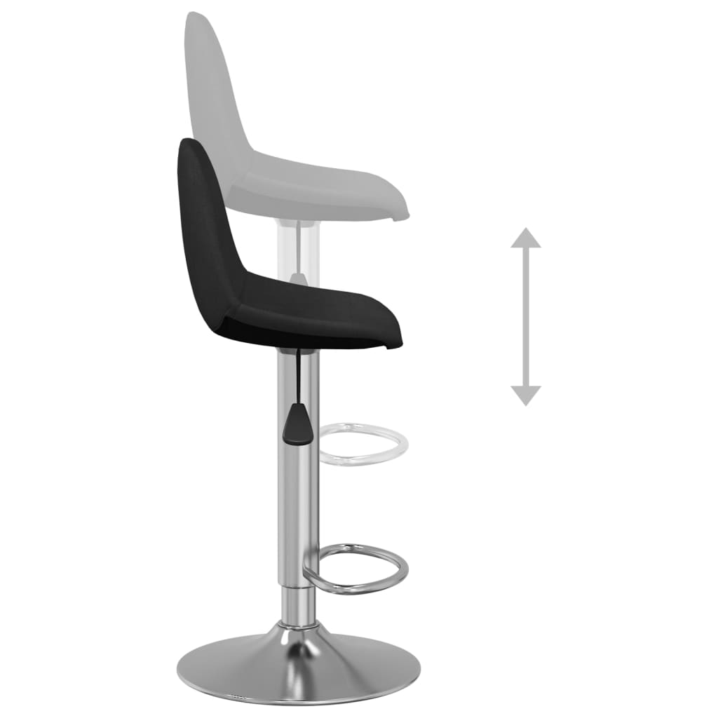 Bar Stool Set of 2 Black Fabric