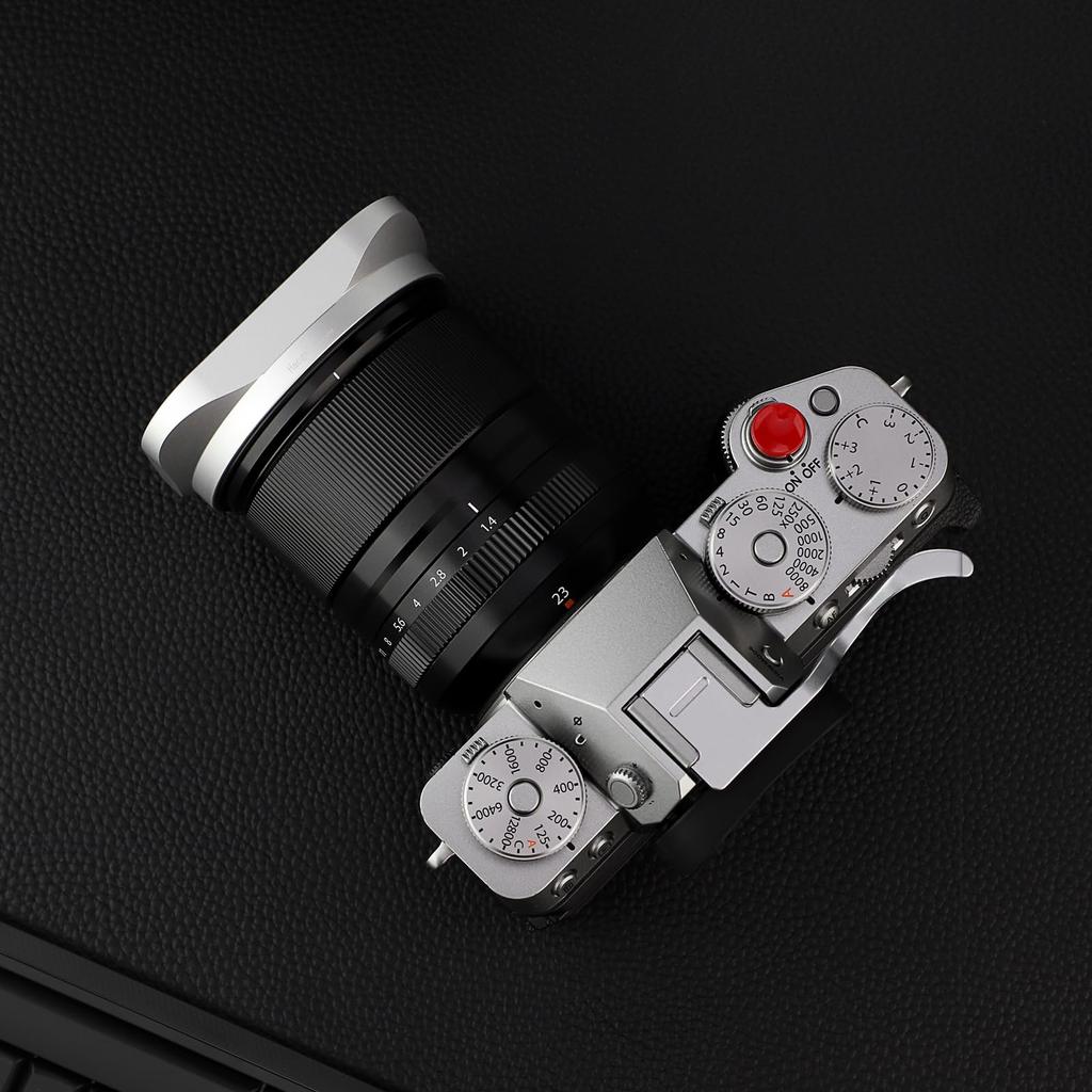 Haoge Silver Metal Square Lens Hood for Fujifilm XF33mm R WR Fujinon XF Fuji XF 23mm R LM WR Lens Hood Shade Bayonet Mount F1.4 Lens, 16-50mm, F/1.4