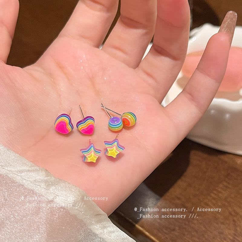 Набор серег Dopamine Candy Rainbow Star для женщин - модный дизайн о любви для студентов и влиятельных лиц