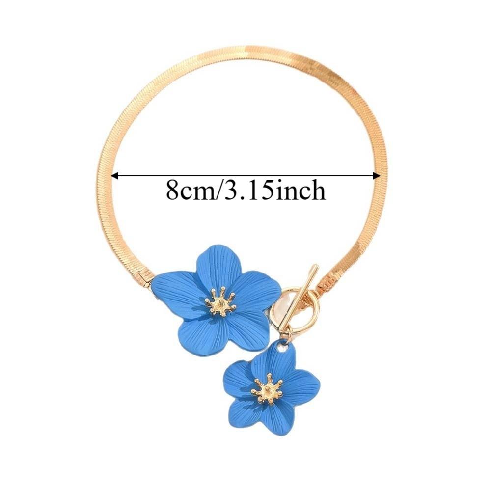 with OT Buckle Oil-Dripped Foot Chain Golden Beach Jewelry Simple Flower Pendant Anklet Women