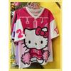 Hello Kitty Tshirt Fashion Sportswear Women Men V-neck Loose Lightweight Breathable Streetwear Cosplay Women Men Tops
