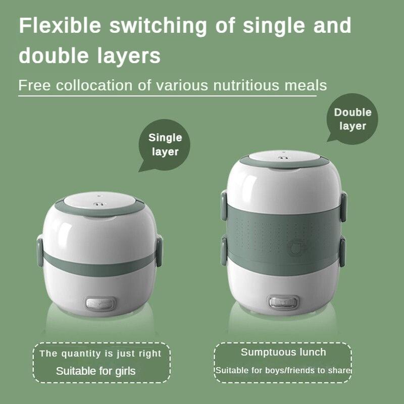 Electric Lunch Box Single and Double Layer Convertible Large Capacity Bento Boxes Heating Self Heating Steaming and Cooking Hot Rice Equipment