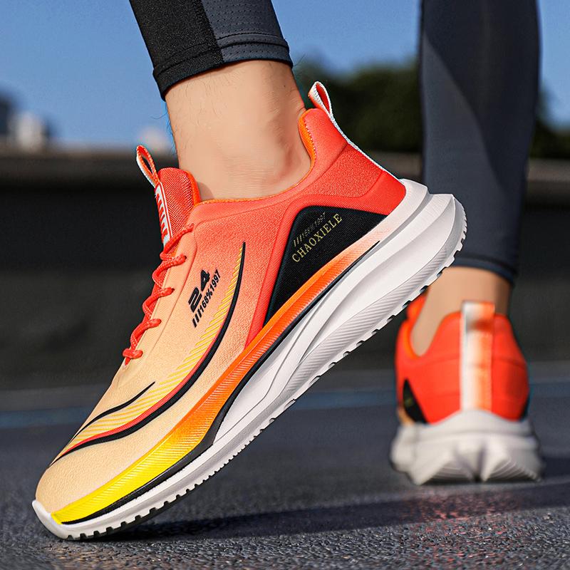 Мужские черные спортивные кроссовки для бега, зеленые летние студенческие баскетбольные туфли большого размера с толстой подошвой оранжевого цвета