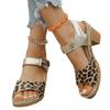 One-word Sandals Large Size Summer Thick Heel One-word Belt Fashion European and American High Heel Velcro Sandals Women
