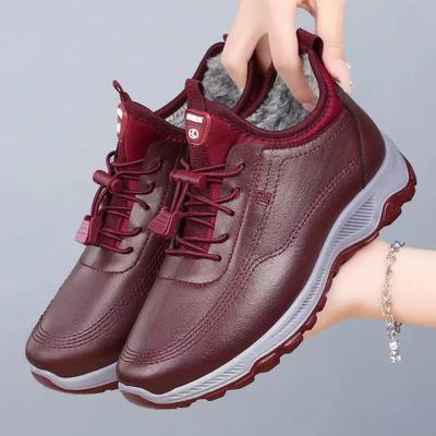 Зимние утепленные туфли для пожилых матерей с толстой подошвой, нескользящие, водонепроницаемые, женские