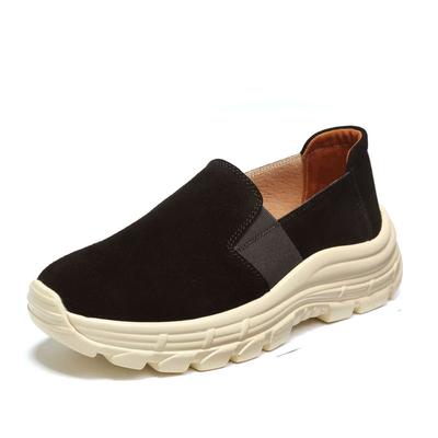 Модная осенняя женская обувь на платформе, замшевая кожа, толстая подошва, лоферы, слипоны, женские повседневные кроссовки для бега WSH4374