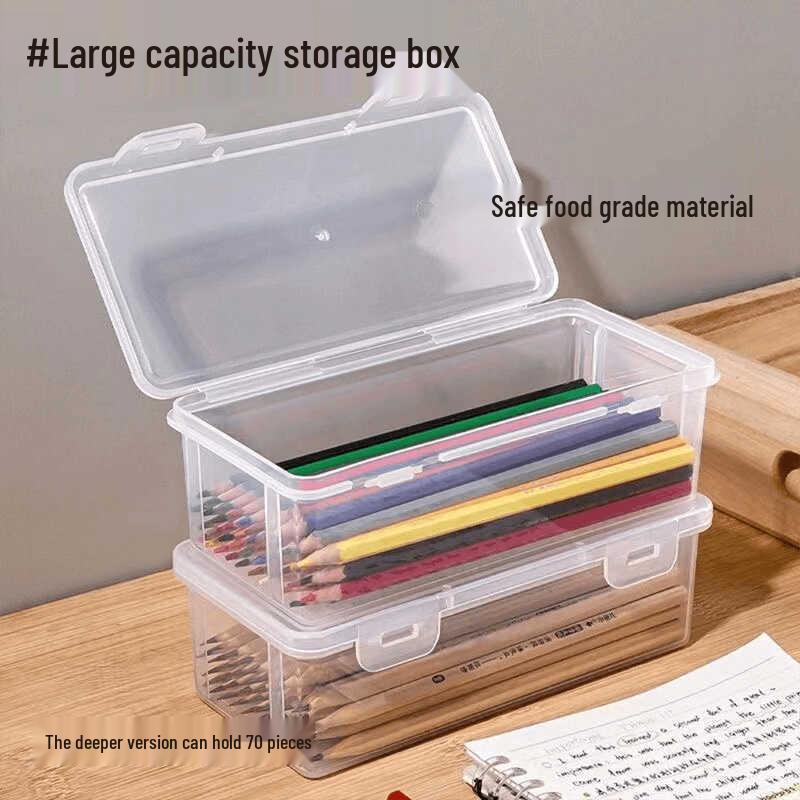 Large Capacity Transparent Pencil & Crayon Storage Box for Kids