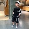 Summer Casual Boys Cotton Contrast T-Shirt Top+Shorts Pant Set School Kids Tracksuit Child 2PCS Outfit