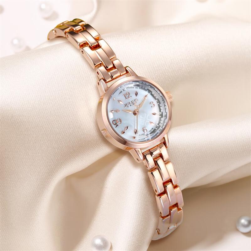 Женские винтажные кварцевые часы Julius с покрытием из розового золота