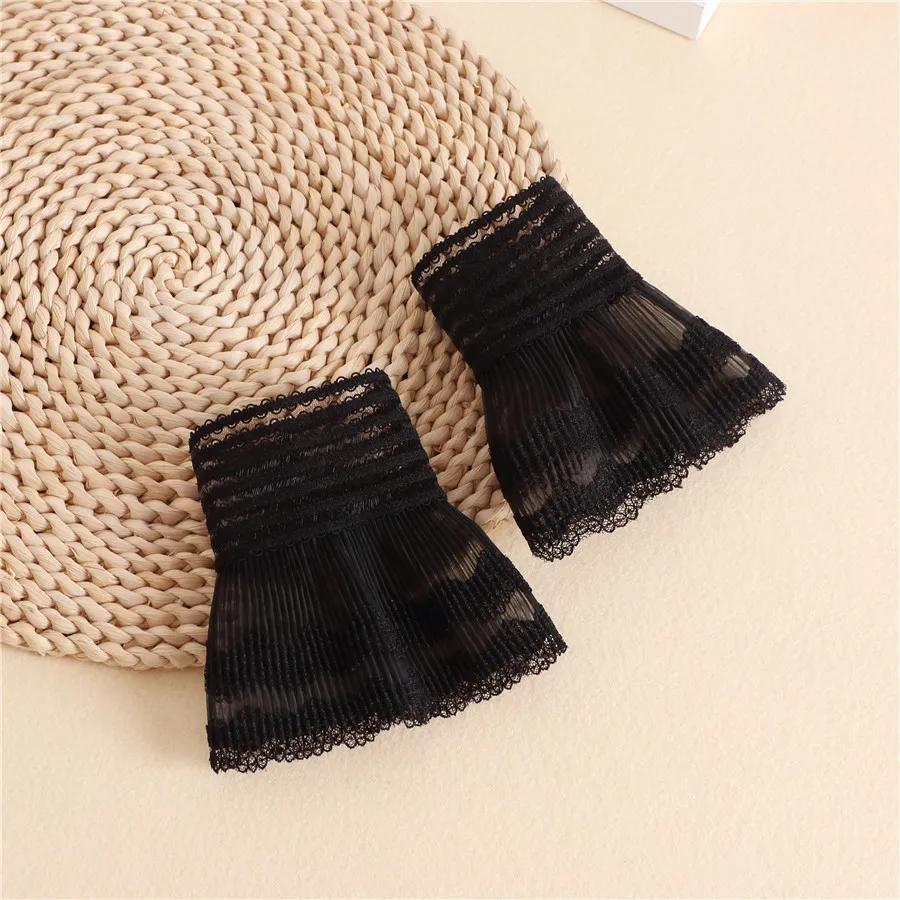 Women Detachable Sleeve Fake Cuffs Female Lace Thin Pleated Flare Sleeve False Cuffs Ruffles Wristband Decorative Accessory