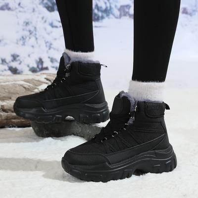 Женские теплые хлопковые ботинки Толстые уличные сноубутсы Высокие Зимние Защищающие от холода Простые Удобные Износостойкие Противоскользящие Ботинки