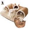 Warm Pet House Cat Tunnel Bed with Peekaboo Plush Ballet Toy Indoor Kitten Tube Accent for Multiple Cats Small for Rabbit