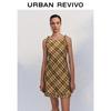 UR 2025 Осень Ретро Платье мини А-силуэта в клетку