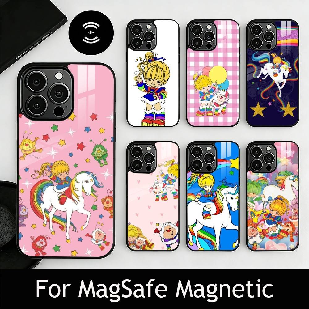 Cute Retro Rainbow Pony Phone Case For iPhone17,16,15,14,13,12,11 Plus,Pro Magnetic For Magsafe Wireless Charging