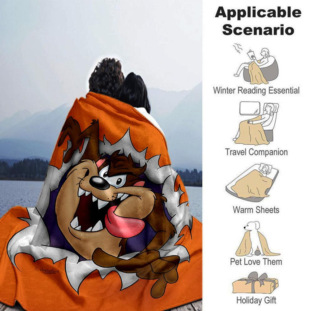 Tazmanian Devil Breakthrough Flannel Blanket Super Soft Warm Cozy Blanket For Sofa Bed Office Travel Allseason Home Decor Gift