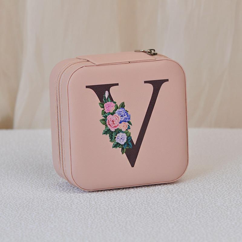 1PC Jewelry Boxes for Wedding Party Black Alphabet Personalized Pink Gift Box Jewellery Holder Jewelry Organizer Case