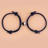 2Pcs/Set Rope Bangle Fade-proof Fine Workmanship Nice-looking Magnetic Heart Pendant Bracelet for Couple