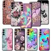 Shell For Samsung Galaxy S23 S22 S21 S20 Fe Ultra S10 S9 S8 Plus Note 20ultra 10plus Case Bling Aesthetic Butterfly Rose Art