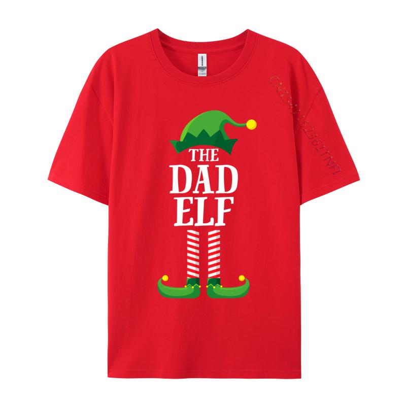 Dad Elf Matching Family Group Christmas T-Shirt Casual Cotton Men's Tees Fashionable Fitted Tshirts Funny Design