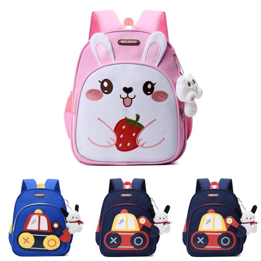 Children School Backpack With Oxford Material And Rabbit Car Pattern For Kids