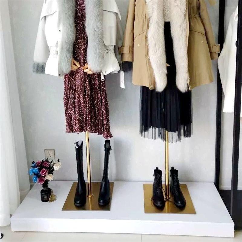 Rectangular Wooden Mannequin Display Stand with Foot Pedal for Clothing and Shoe Stores