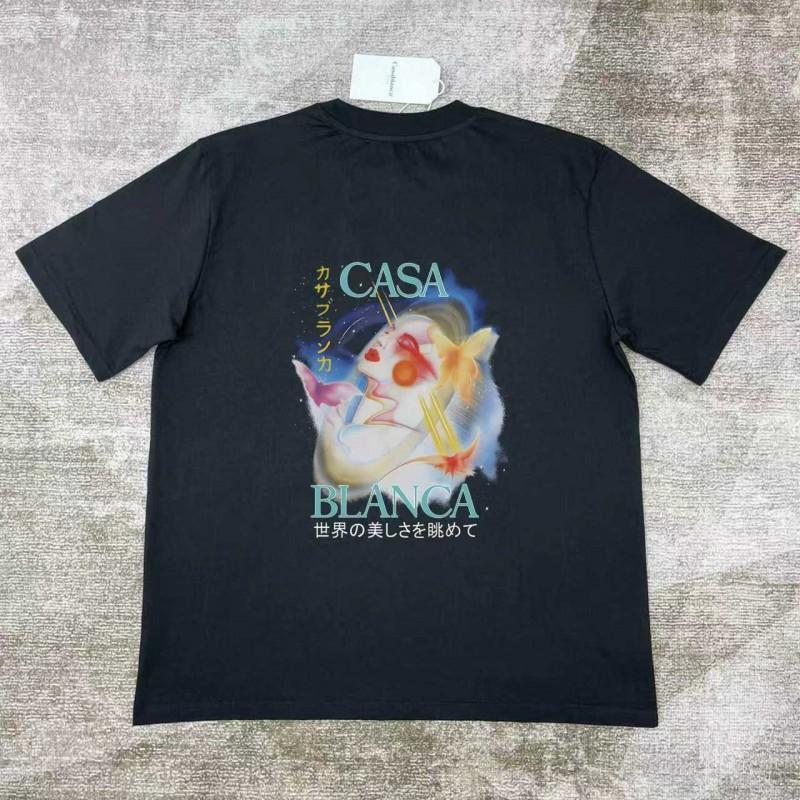 Casablanca Butterfly Print T-Shirt Loose Fit Couple Casual Short Sleeve Tee Teens