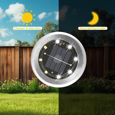 2 шт. 8 светодиодный солнечный грунтовый прожектор Geo Lamp, нержавеющая сталь, теплый свет, наружное ландшафтное освещение, 1 шт. Освещение для сада, ландшафта, газона, напольная лампа