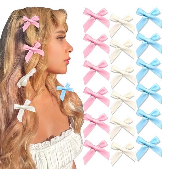 Yousheng 10/24Pcs Girl Hairpin Bowknot Decor Satin Hair Clips Star Shape Hair Pins Long Short Curly Braided Hair Tool Hair Accessories