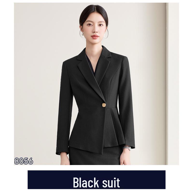 Элегантный черный женский пиджак с длинным рукавом для профессионального использования в салонах красоты
