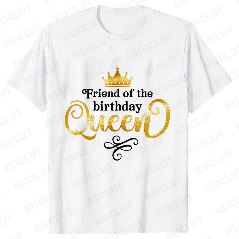 Fashion Birthday Queen Graphic Printed Women T-Shirt Birthday Party Short Sleeve Tees Casual Woman Birthday Aesthetic Clothing