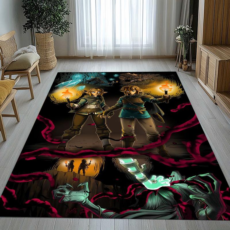 Retro Z-Zelda Cartoon Link Games Living Room Non-Slip Area Rug Soft Carpet for Bedroom Kids Playroom Sofa,Home Decor Doormat