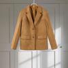 Женский замшевый пиджак на одной пуговице с лацканами, хаки, с длинным рукавом, для работы, модный, ветрозащитный, теплый, осень 2025