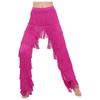 Womens Latin Dance Fringe Pants Elastic Waistband Contrast Color Tassel Trousers Cha Cha Tango Rumba