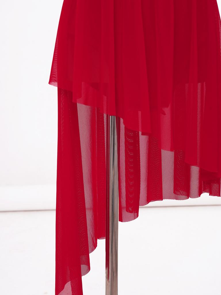 Платье для лирического танца для девочек, блестящие пайетки, прозрачная сетчатая накладка, перекрещенная спина