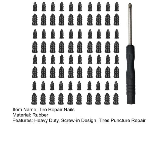 20/40/60/80 шт. Набор резиновых гвоздей для ремонта шин Сверхпрочные вкручивающиеся гвозди для ремонта шин Автомобиль Мотоцикл
