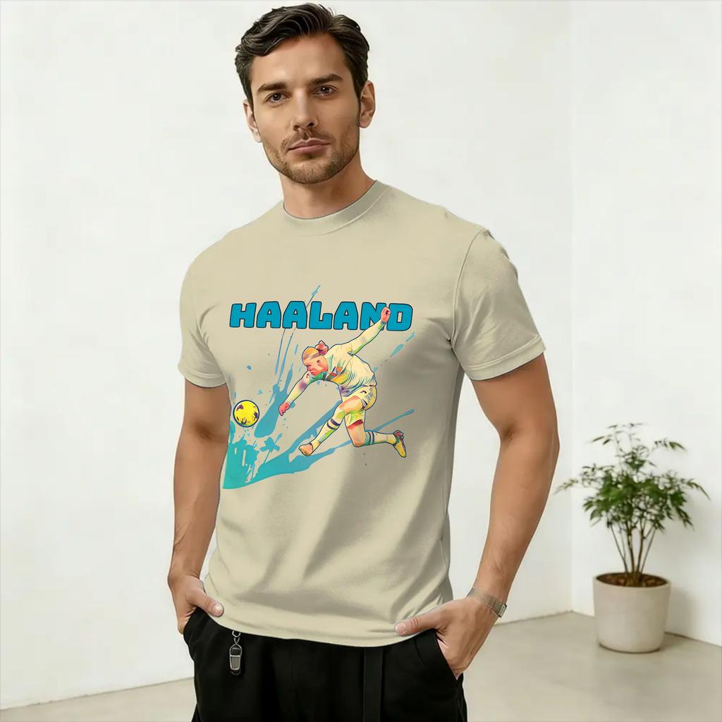 Unisexs TShirt Haaland Number 9 Novelty Cotton Tee Shirt Short Sleeve T Shirt O Neck Tops Printing