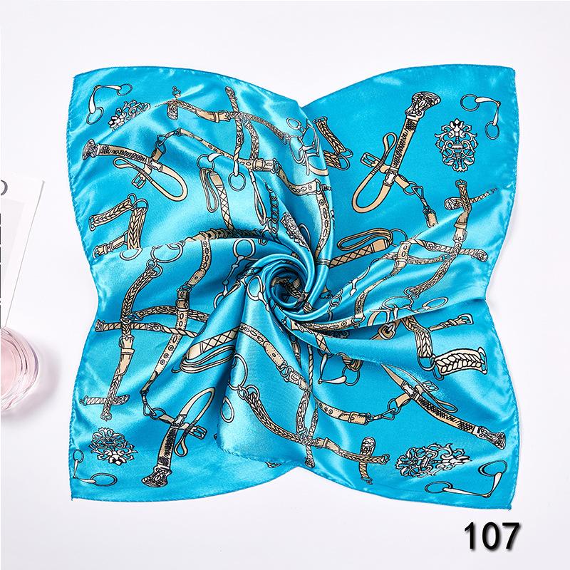 New Silk Shawl Satin Square Scarf For Women Chain Neckerchief Female New Headband Hair Bands Print Foulard Hijab Wraps Bandana