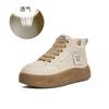 Leather Little White Shoes Women's 2025 Spring Platform Bread Shoes Casual Versatile High-top Women's Shoes Fashion Heightening Board Shoes Women