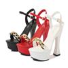 Women's Shoes Metal Chain Solid Color Thick Heel Sandals Nightclub Catwalk Sexy 1106 Series 14cm Heel 4cm Platform LFD