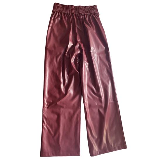 Женские расклешенные брюки, узкие, с высокой талией, свободными карманами, из искусственной кожи, с эластичной талией, с широкими штанинами, однотонные брюки для работы, отдыха, повседневной носки