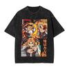 Hot Anime Demon Slayer Rengoku Kyoujurou Graphic Tee Men Washed Cotton T-shirts Casual Casual T Shirt Harajuku Male Retro Tshirt